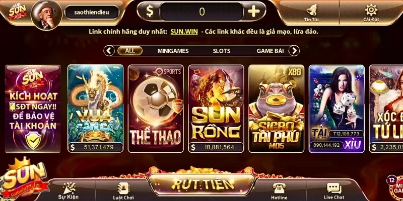 SunWin 14 Giao diện cổng game được tối ưu và bắt mắt thu hút người chơi tham gia
